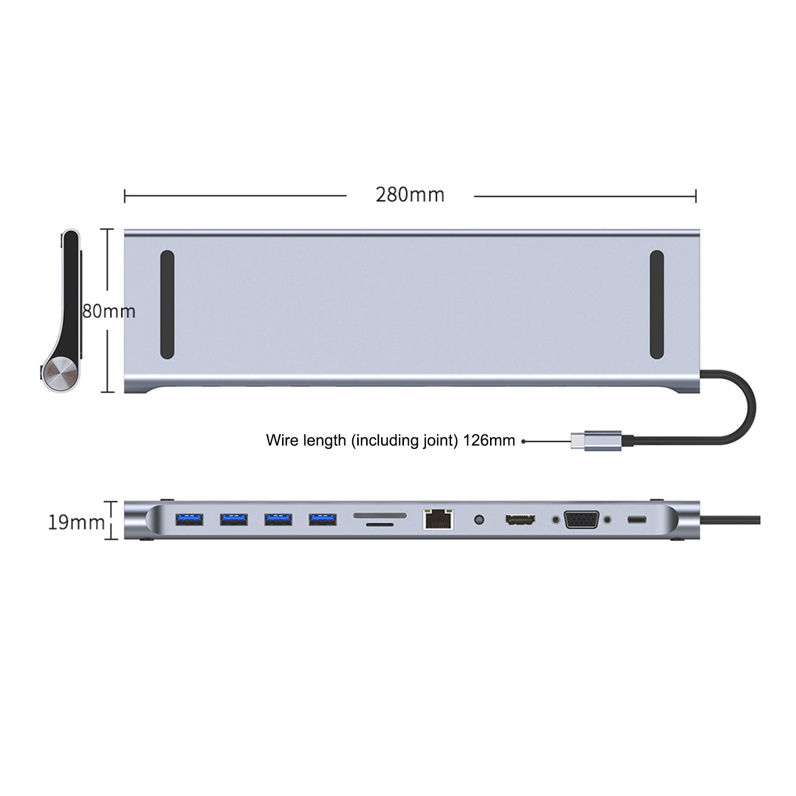Type-c HUB For PC 11 In 1 Multi Splitter HD PD 100W Multifunctional USB 3.0 Dock