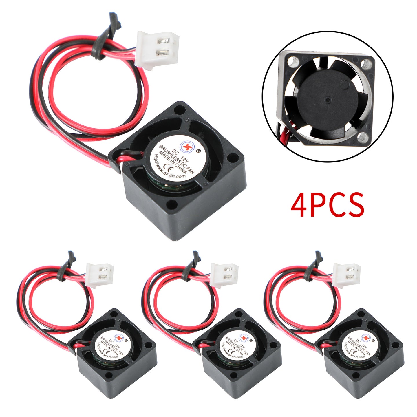 2 Pin Wire 4Pc Brushless DC Cooling Blower Fan 12V 0.05A 2010 20x20x10mm