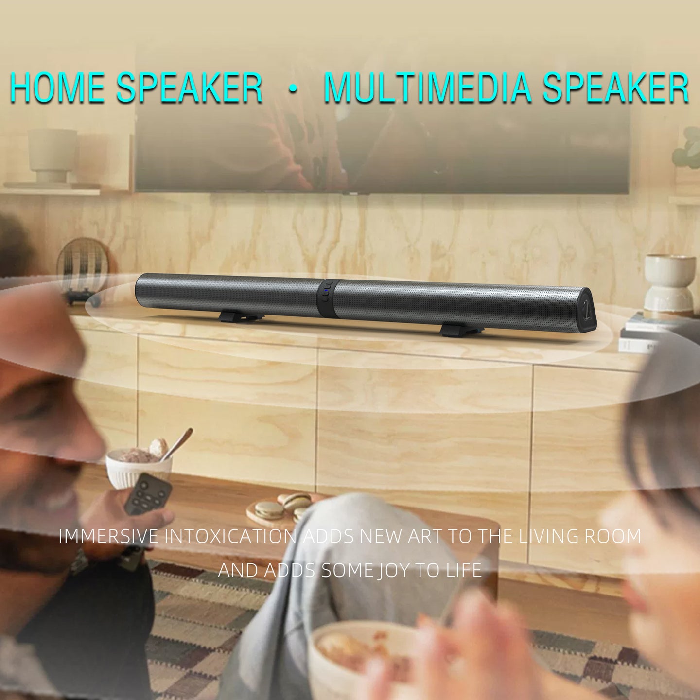 40cm Bluetooth Sound Bar System – Wireless Detachable Subwoofer & 2 Speaker Surround Audio