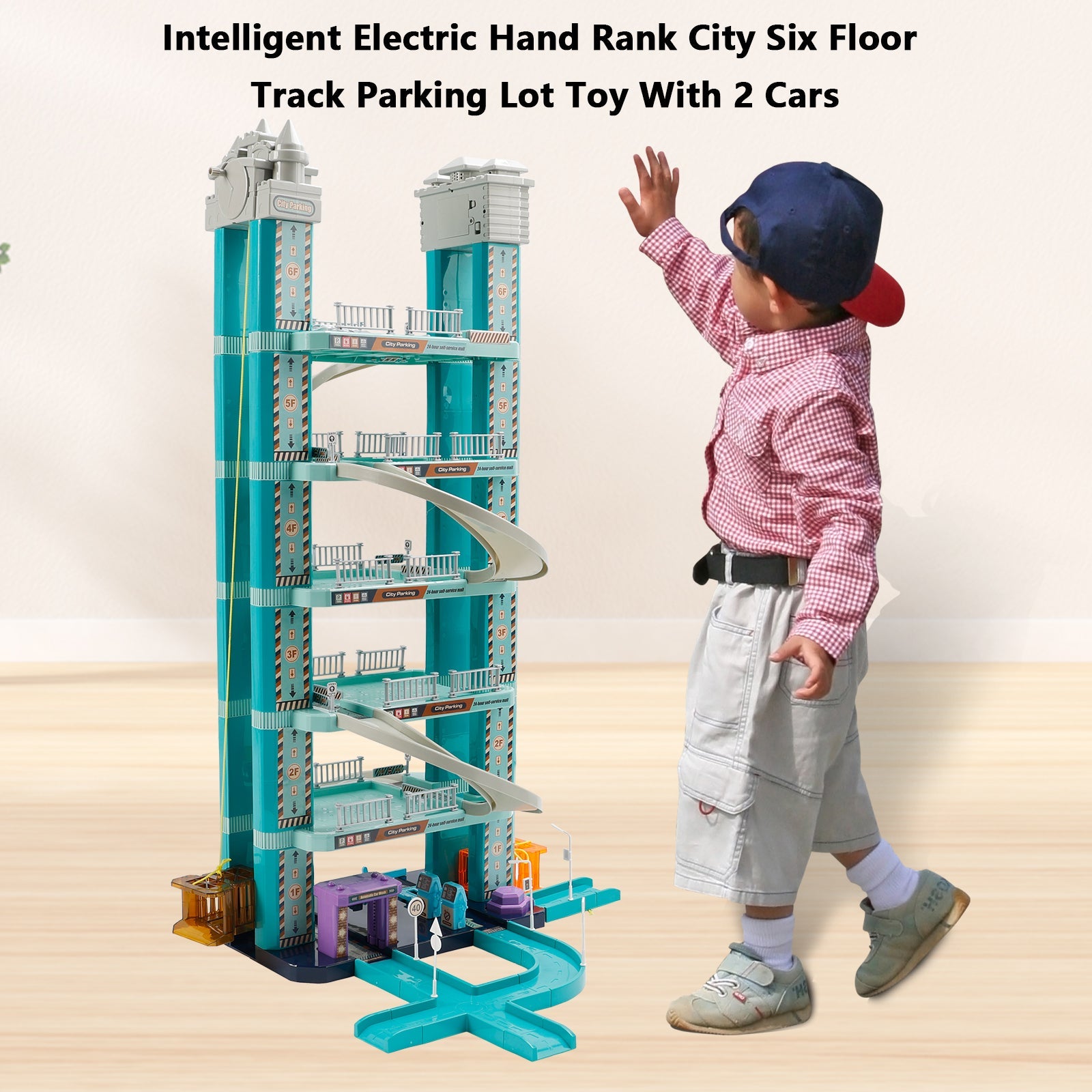 Kids Parking Garage Playset, 6 Floors, Hand-Crank Lift, 2 Cars, Ages 3-8 (Copy)