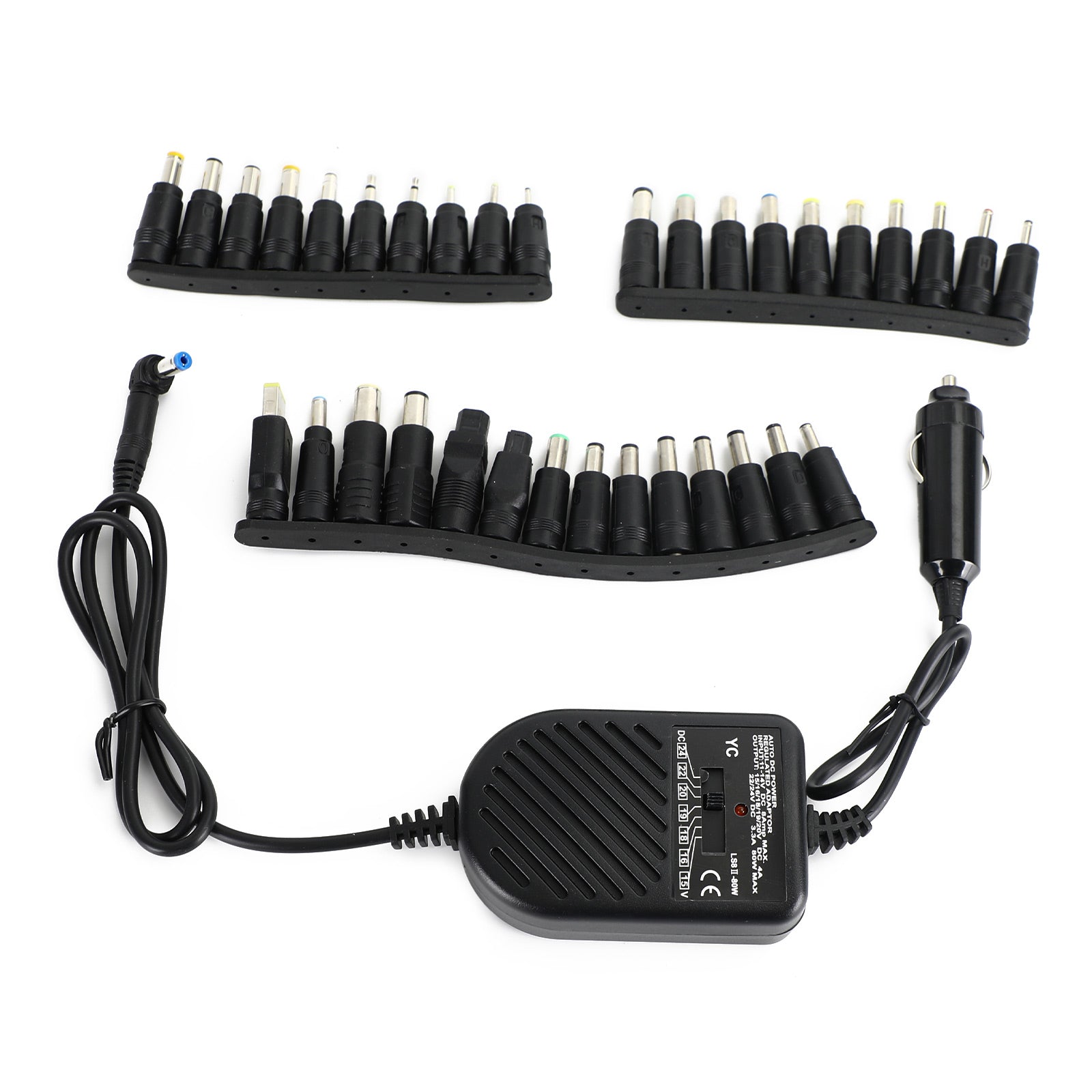 80W Car Laptop Notebook Charger Travel Adapter Universal 34 Tips Power Supply