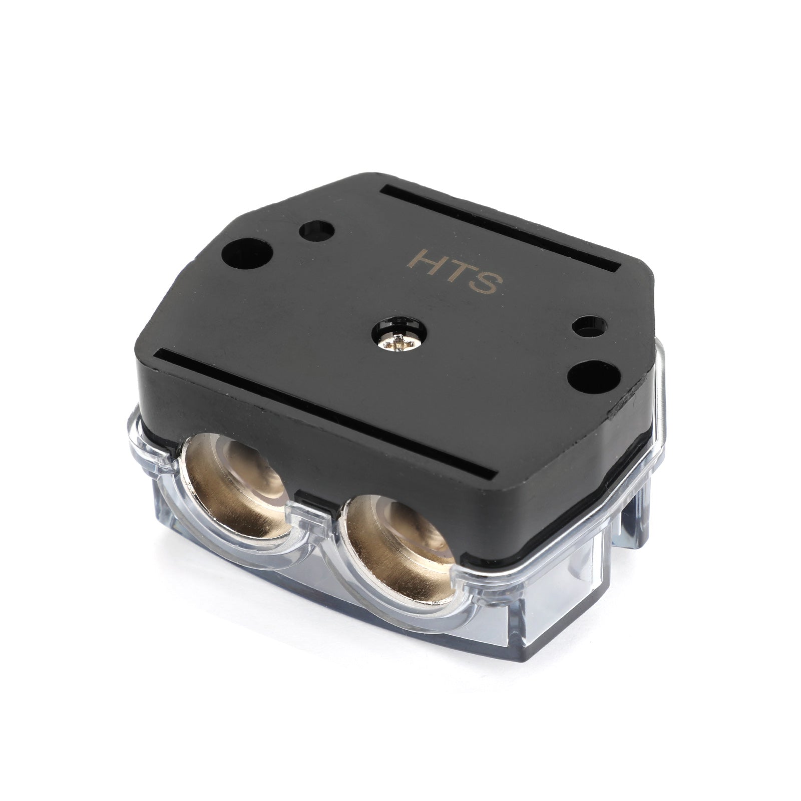 Heat resistant Splitter Clear Cover Nickel Plated 2pcs Distribution Block 1x0 In 2x0 GA Out Splitter Fusebox plastic housing for Car Audio Marine
