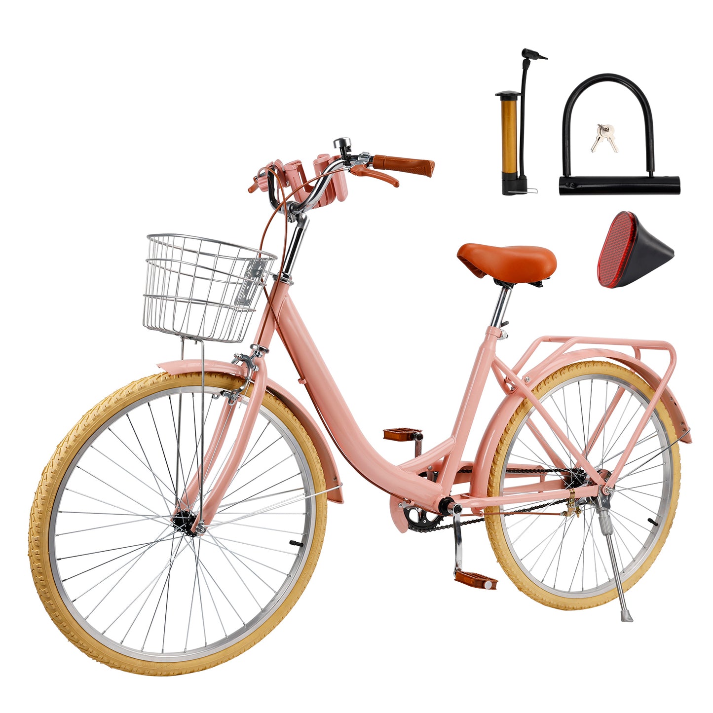 24/26 inch Women City Bicycle Beach Cruiser Bike with Basket & Rack