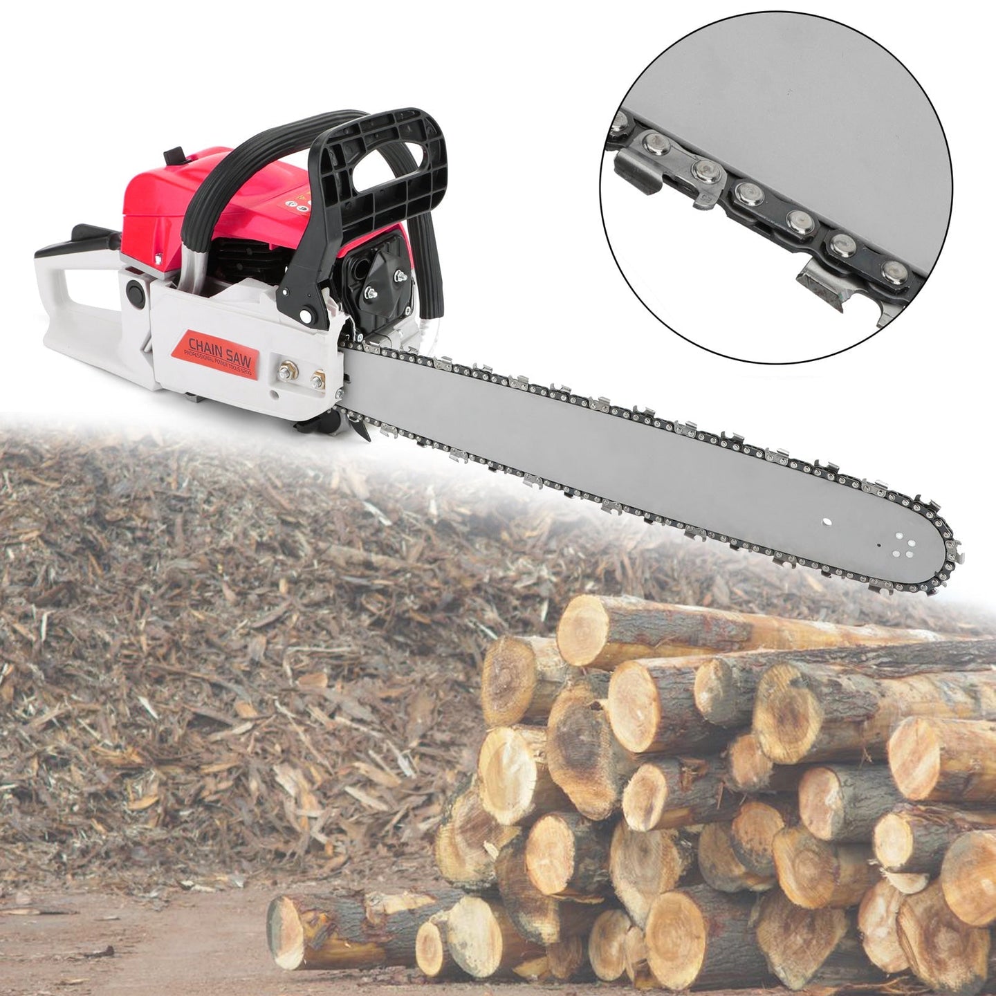 22-Inch 52CC Gas Chainsaw with Aircraft-Grade Aluminum Protection & Anti-Vibration Handle
