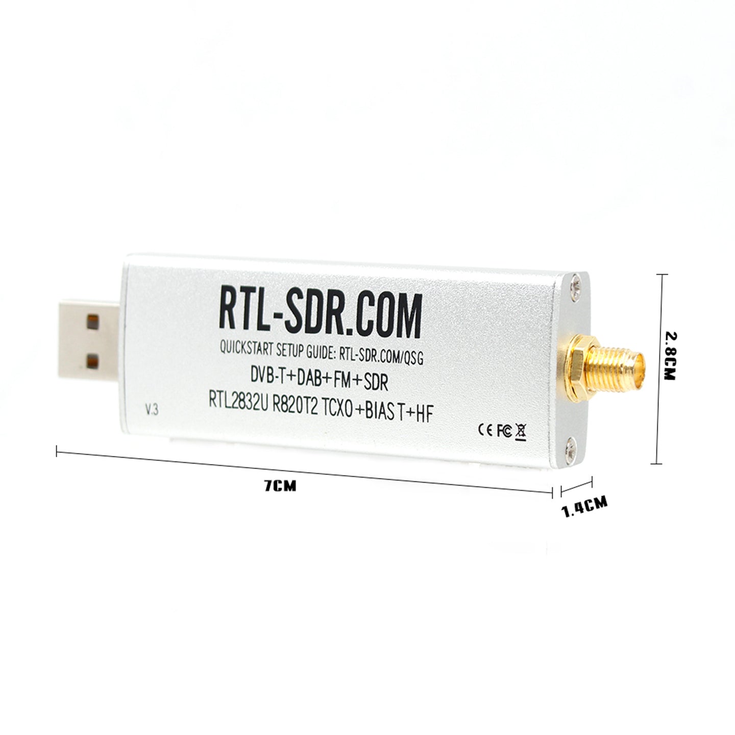 RTL-SDR Blog R820T2 RTL2832U 1PPM TCXO SMA Software Defined Radio