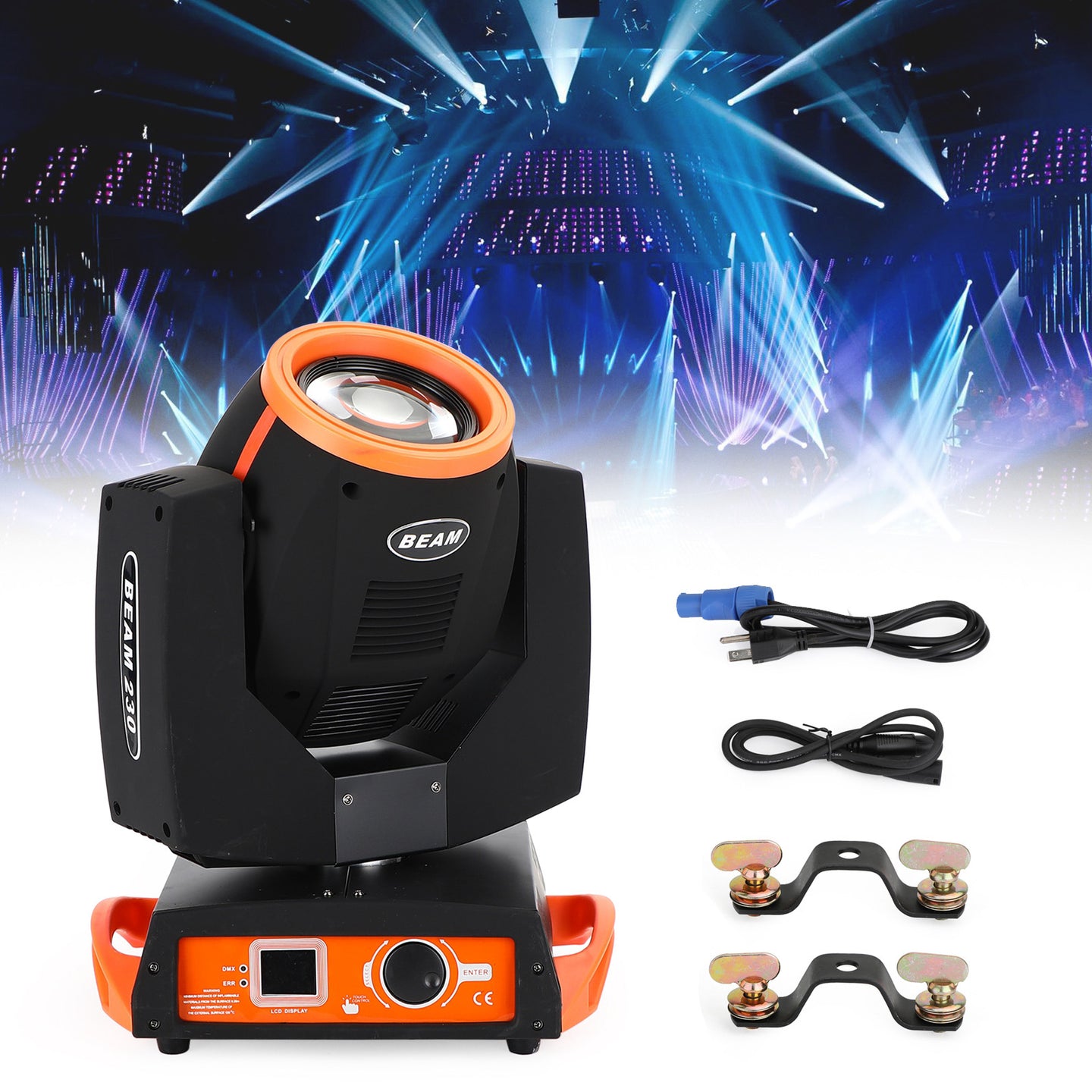 7R 230W Sharpy Beam Moving Head Light with 8-Facet Prism, 17 Gobos & Color Wheel, DMX 16CH for DJ Stage