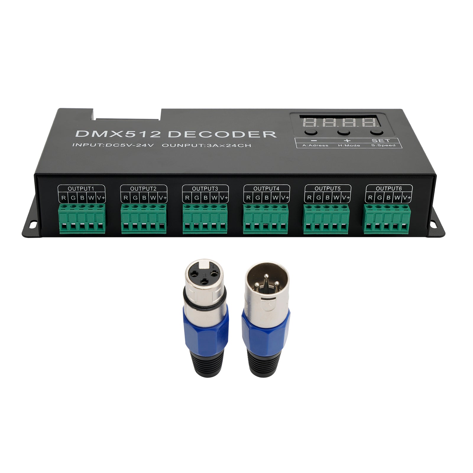 24 Channel DMX 512 Decoder RGBW PWM Dimmer Driver LED Strip Light Controller US