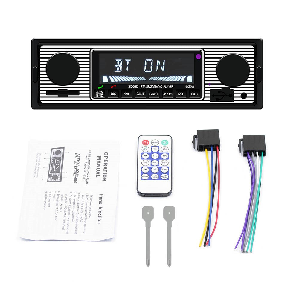 Vintage Classic Bluetooth Car Stereo FM Radio MP3 Player Receiver USB/SD/AUX
