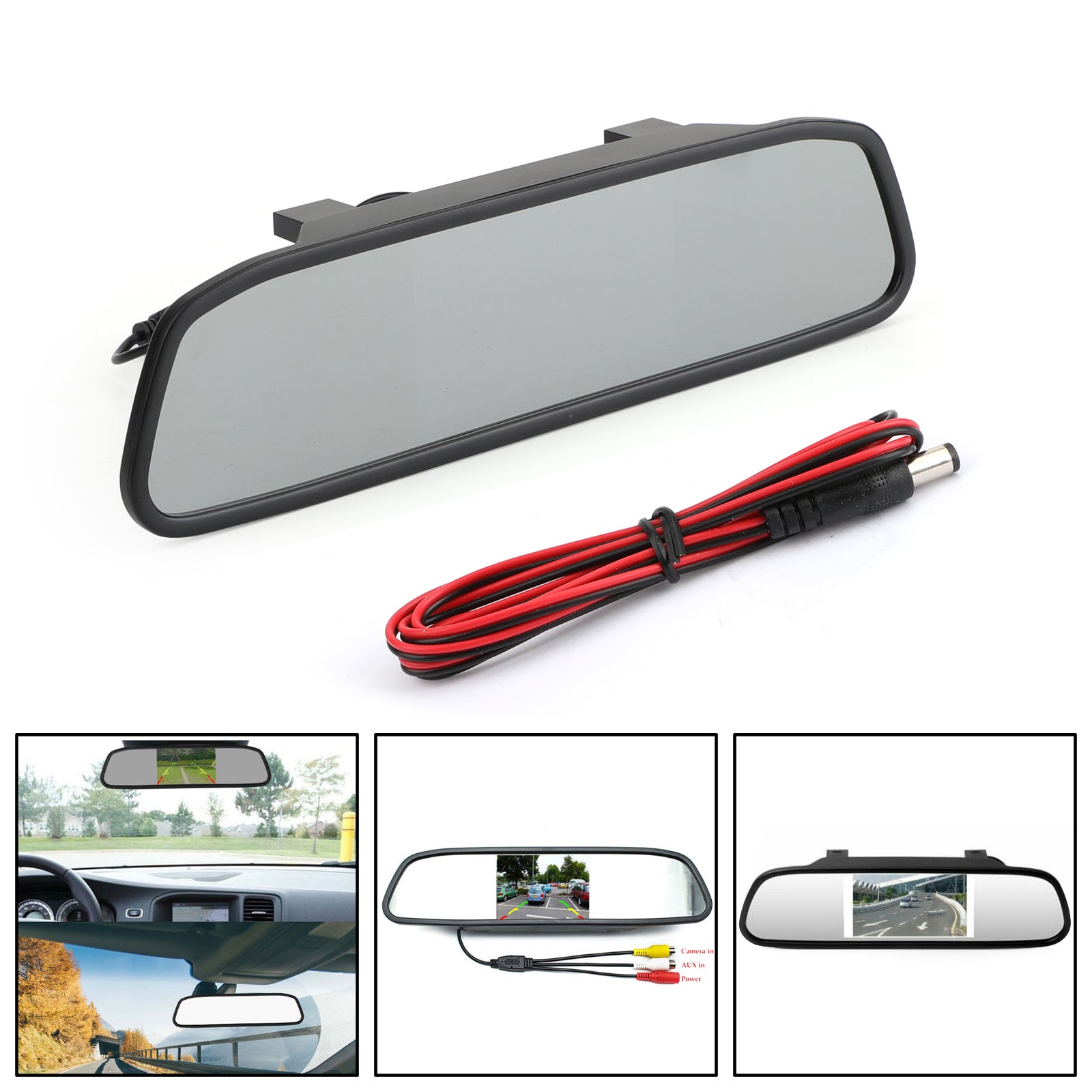 4.3" Mirror Car Monitor TFT LCD NTSC PAL Night Vision Parking Assist 4.3inch