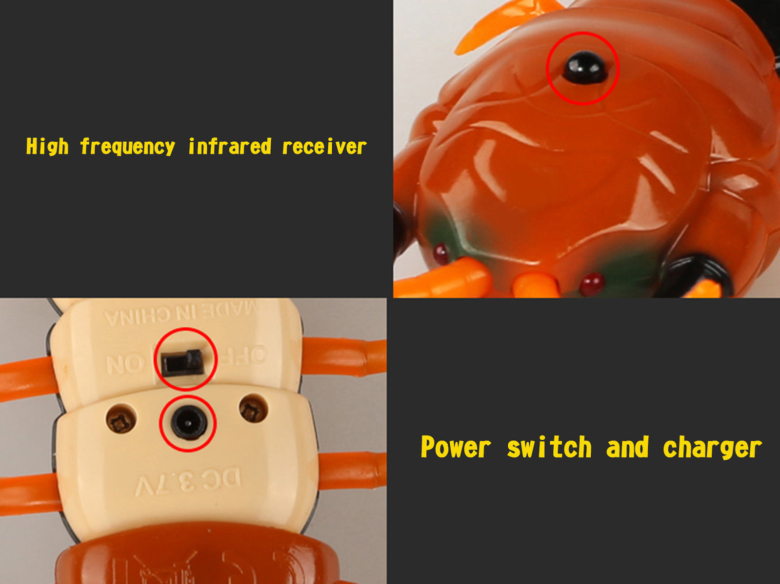 Remote Control Centipede Infrared Animal Electric Toy Kid Christmas Gift BLK US