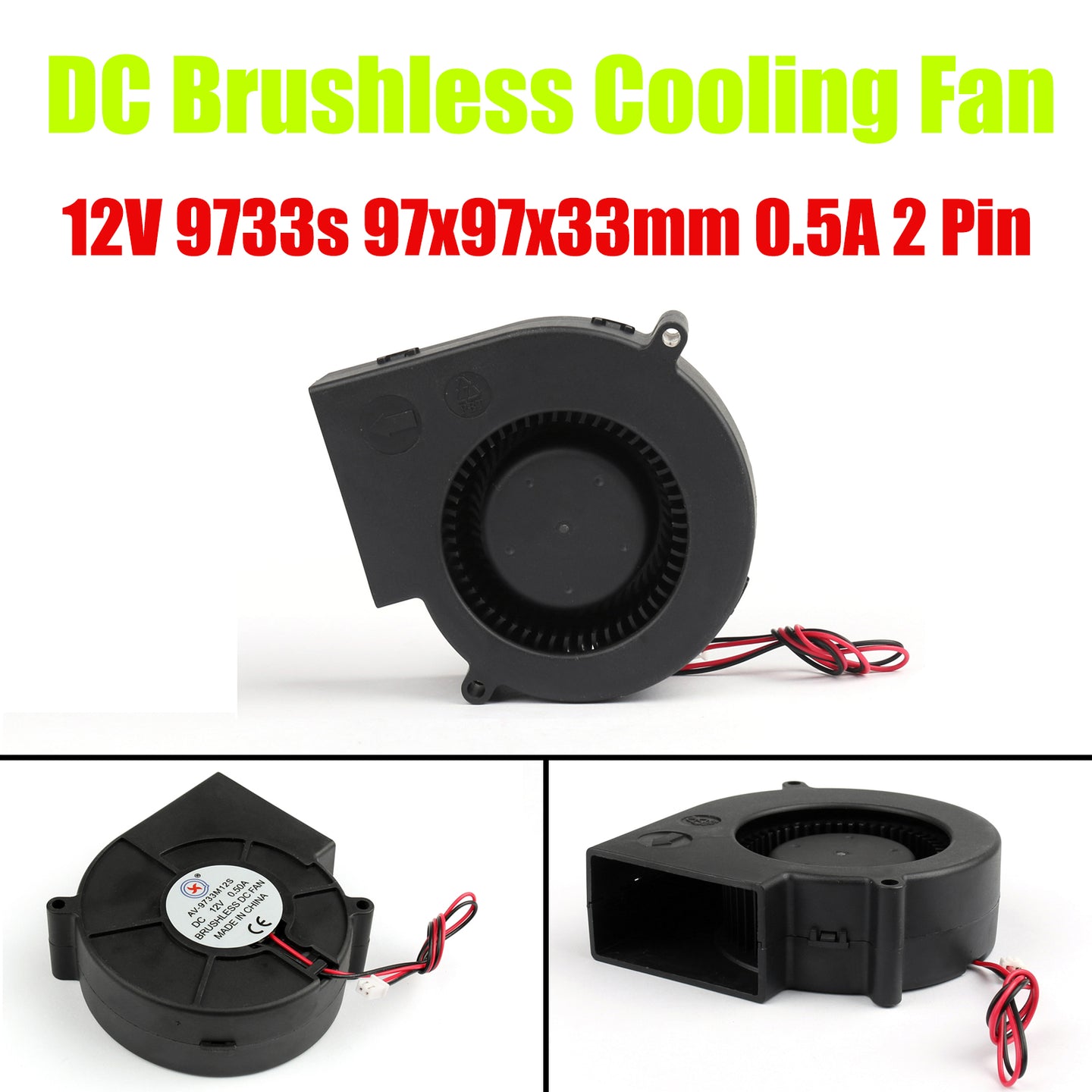 10PCS DC Brushless Cooling PC Computer Fan 12V 9733s 97x97x33mm 0.5A 2 Pin Wire
