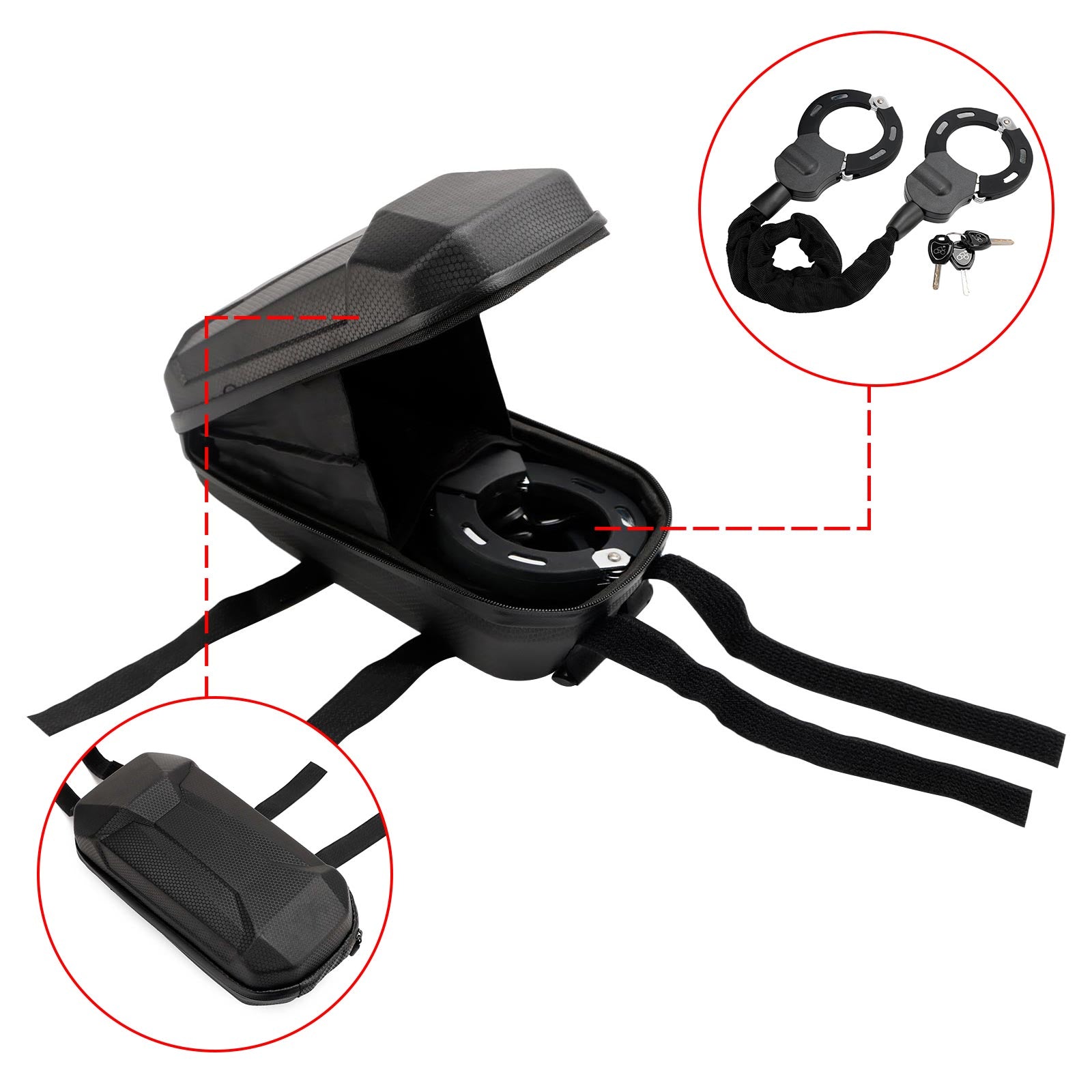 E-Scooter Lock Multi-Section Steel w/ Waterproof Storage Box