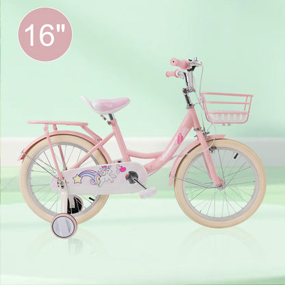 16"/18" Child Bicycle Girls Bike with auxiliary wheels & Rack & Basket