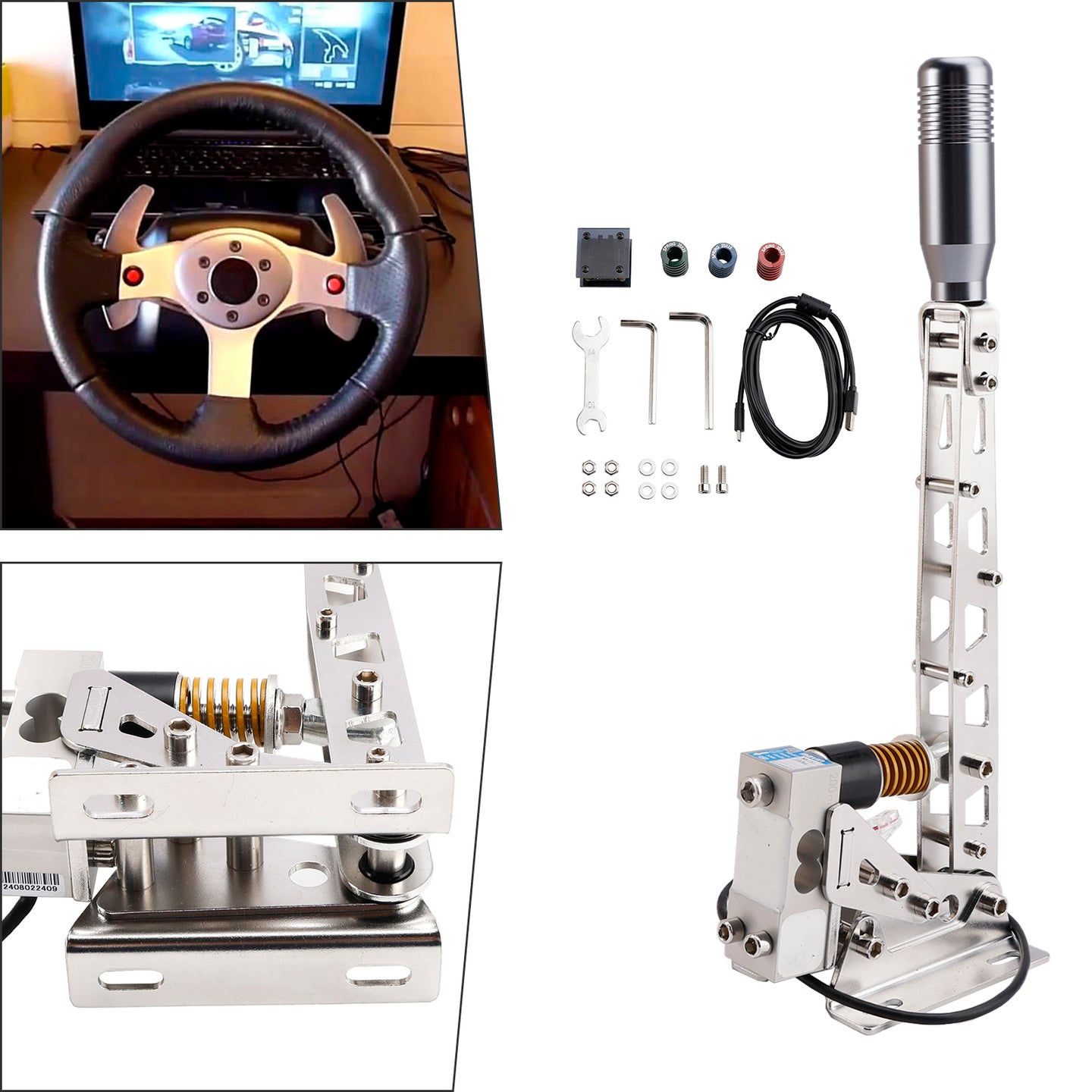 USB Handbrake Sim For PC Racing Games Logitech G29/G27/G25 T300 T500 RS PC 64bit 200KG Load Cell SIM Racing For Rally Adjustable