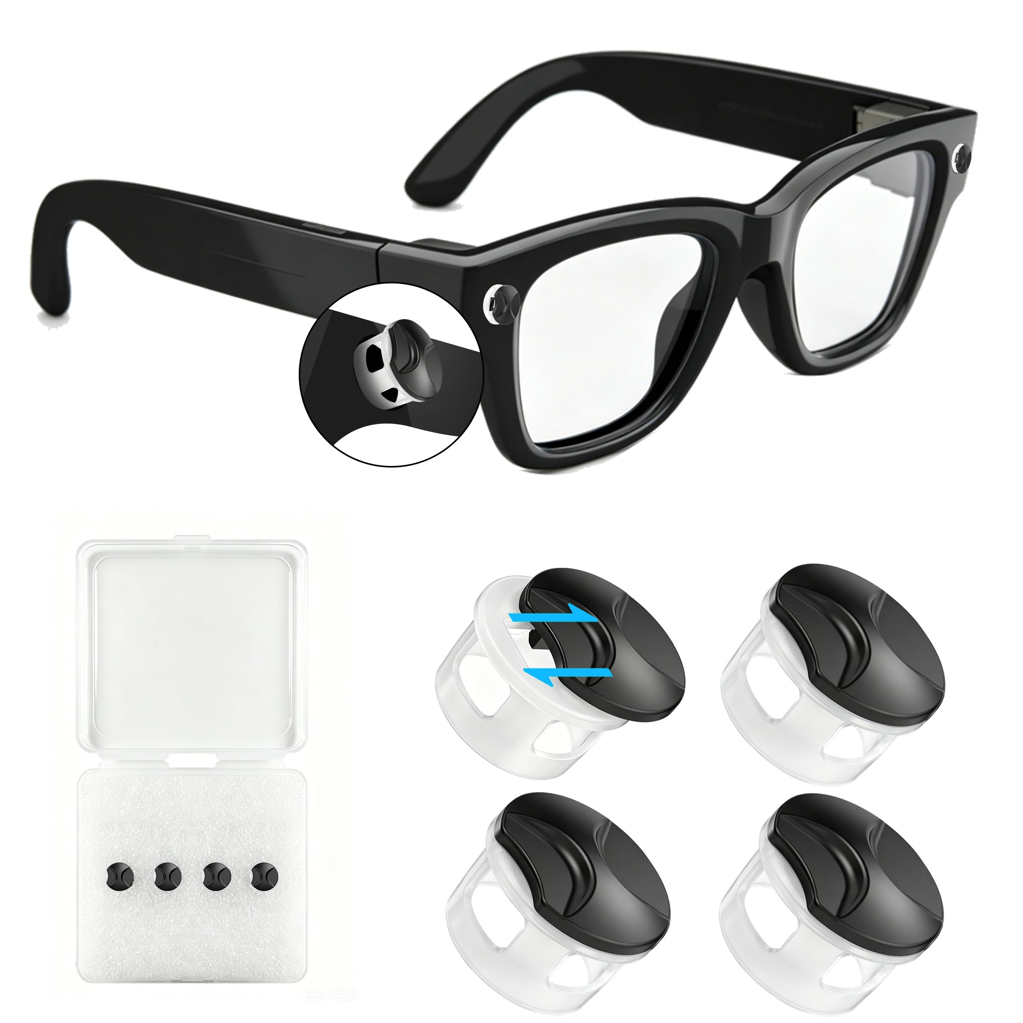 Anti-Glare Indicator Clips Compatible with Ray-Ban Meta Smart Glasses, Removable Bezel Guard (4/8/12 Pack)