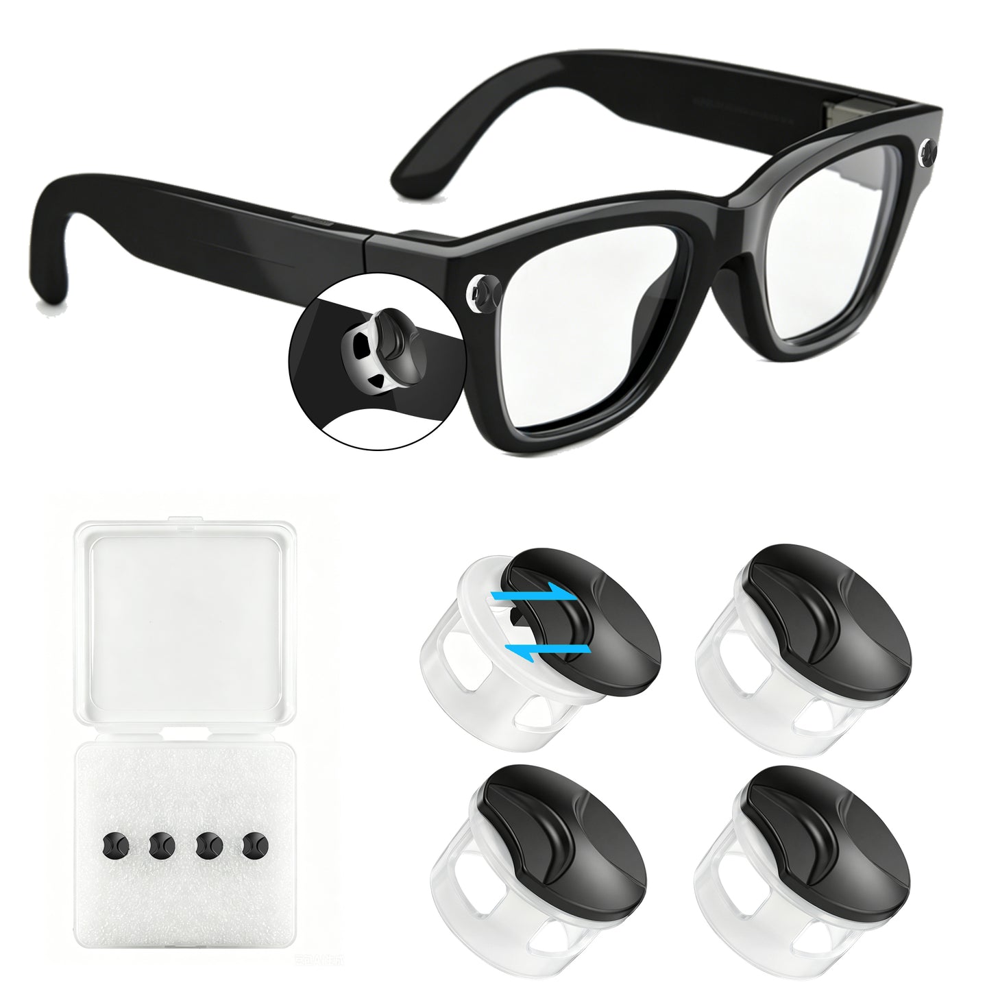Anti-Glare Indicator Clips Compatible with Ray-Ban Meta Smart Glasses, Removable Bezel Guard (4/8/12 Pack)