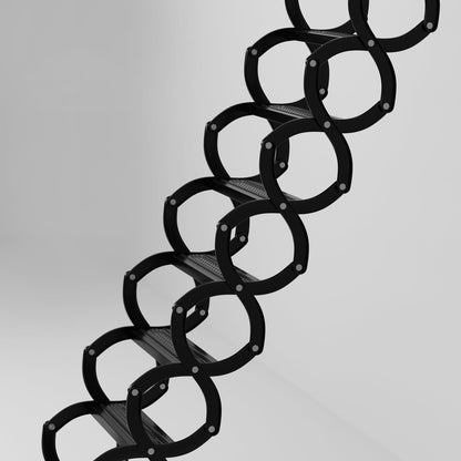 12-Step Folding Attic Ladder for 27.6" x 23.6" Wall Opening, 600 lbs Capacity Pull-Down Loft Stairs, up to 9.84ft Ceiling Height (Black)