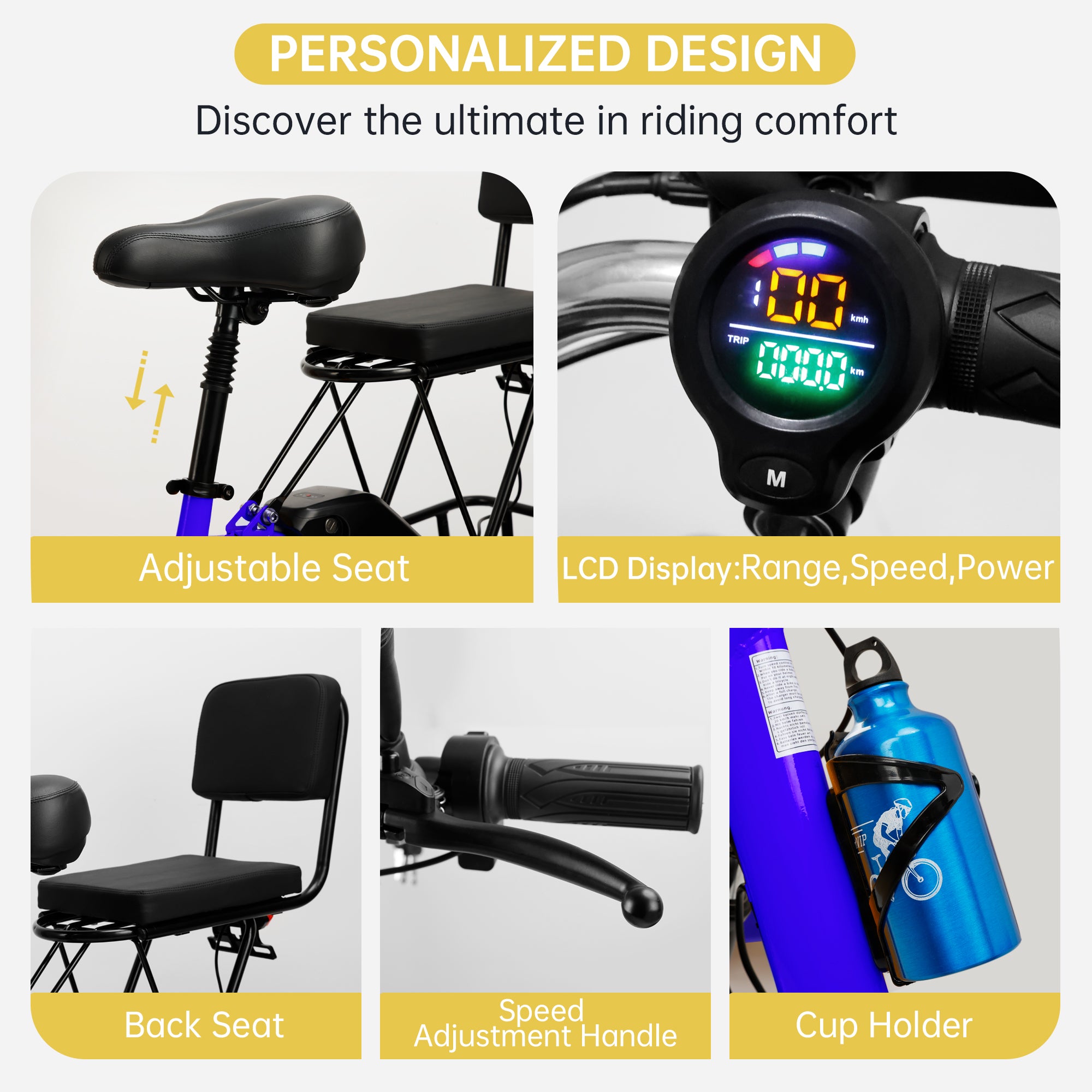 3 Wheel E-Trike Electric tricycle for Adult Folding Motorized 48V 350W
