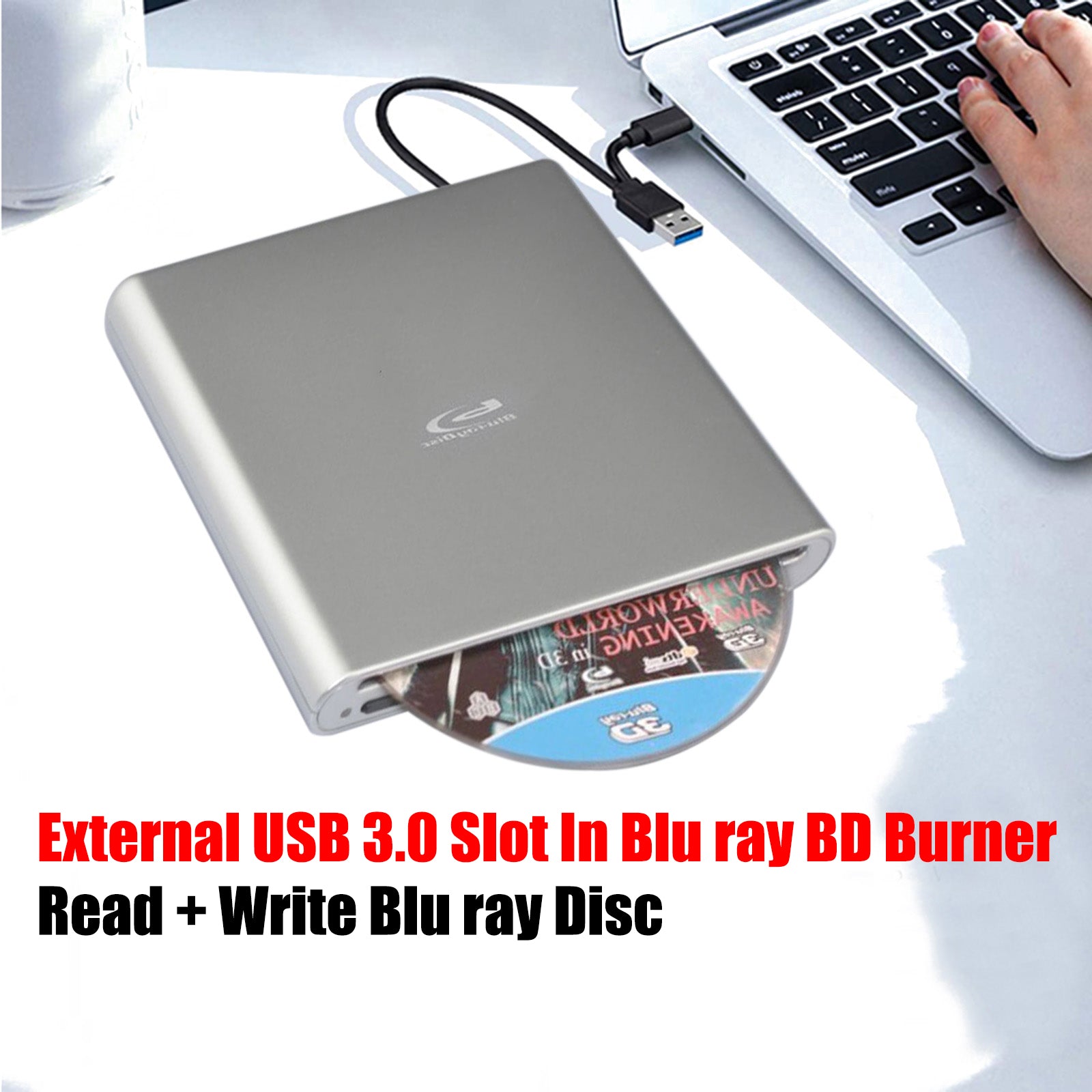 BD Burner  External USB 3.0 Slot In DVD RW CD Writer Portable Drive