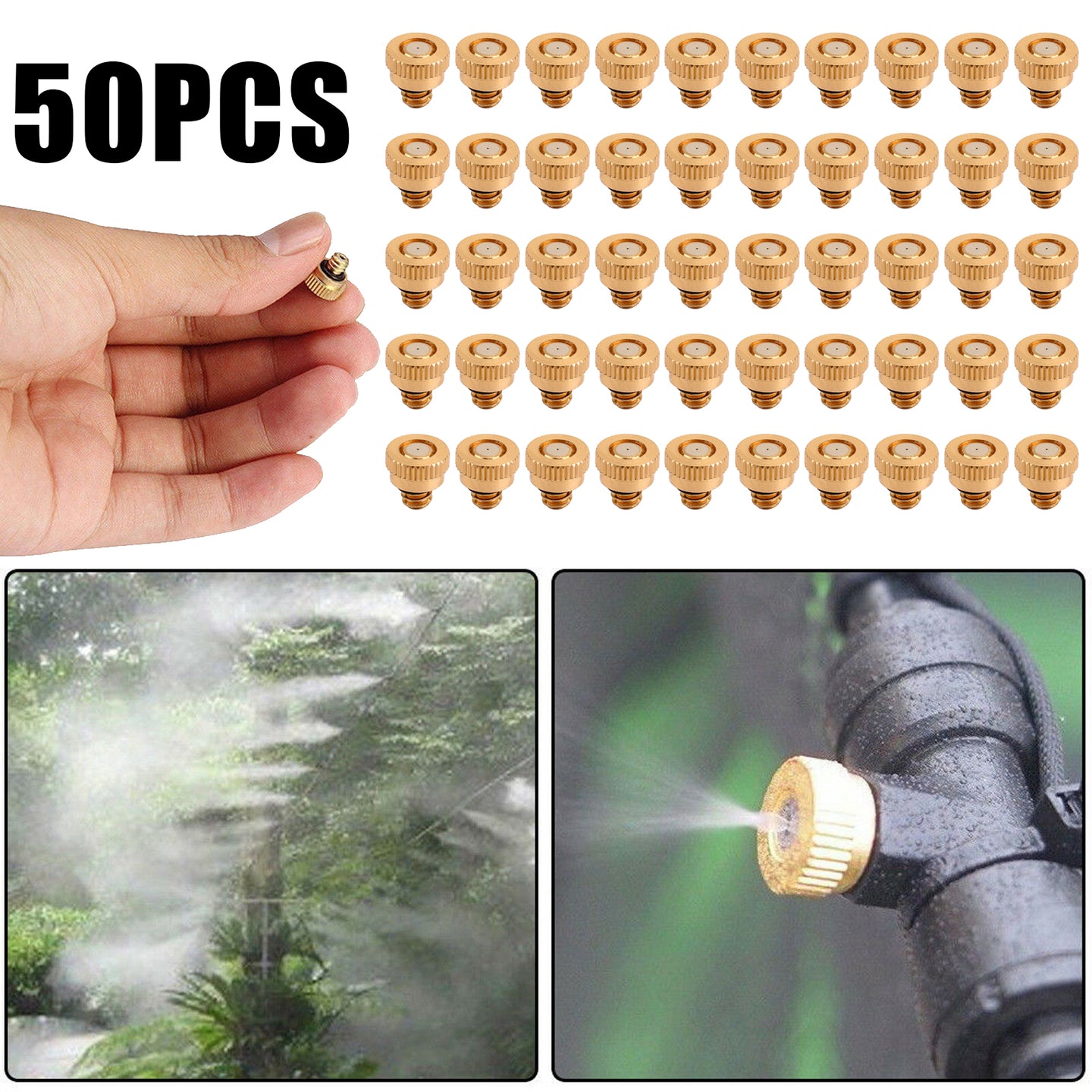 50X Brass Misting Nozzles Water Mister Sprinkle For Cooling System 0.012" 10/24