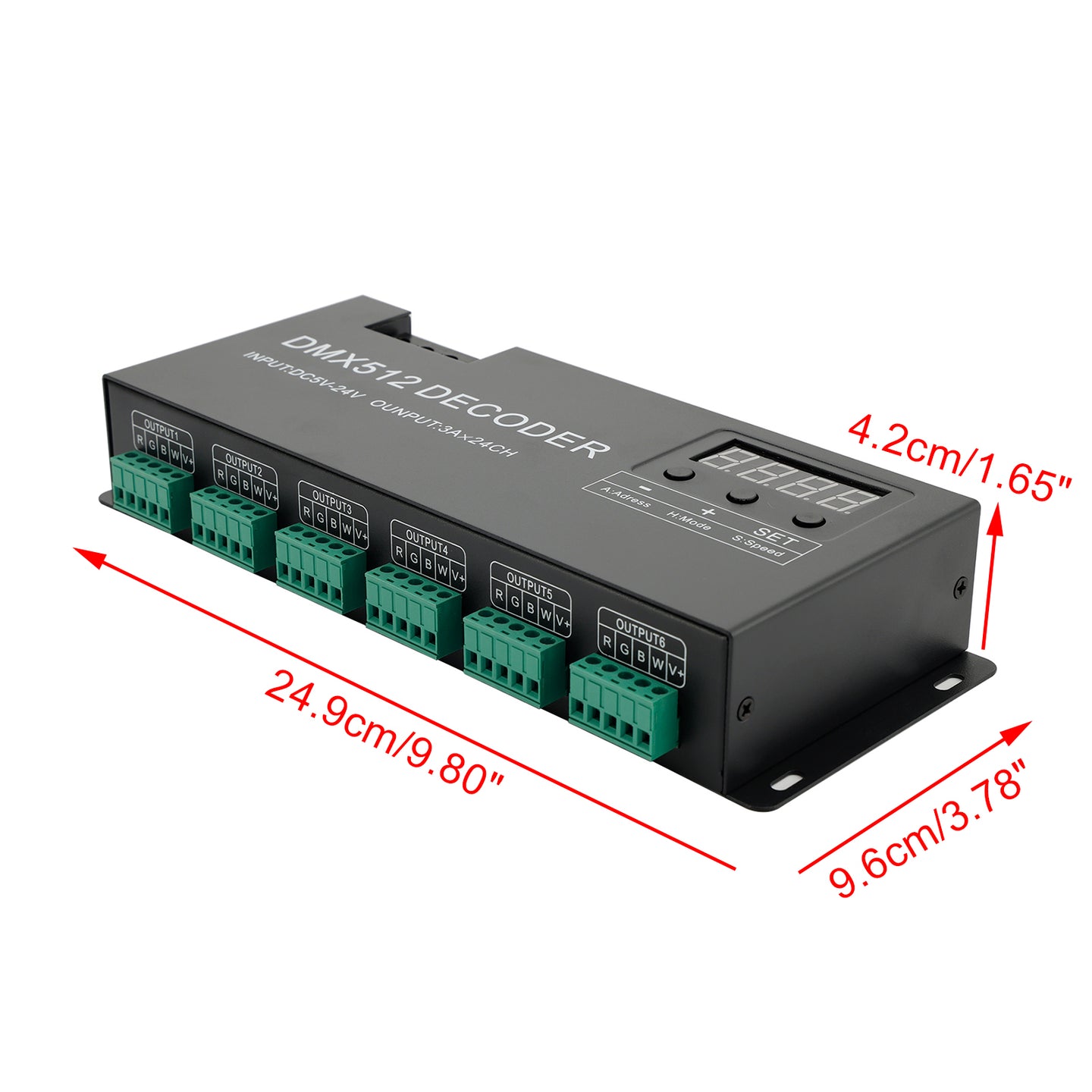 24 Channel DMX 512 Decoder RGBW PWM Dimmer Driver LED Strip Light Controller US