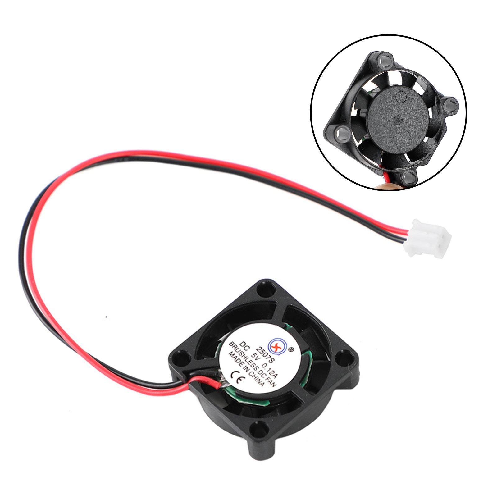 2 Pin Wire 1Pc Brushless DC Cooling Blower Fan 5V 0.12A 2507S 25x25x7mm