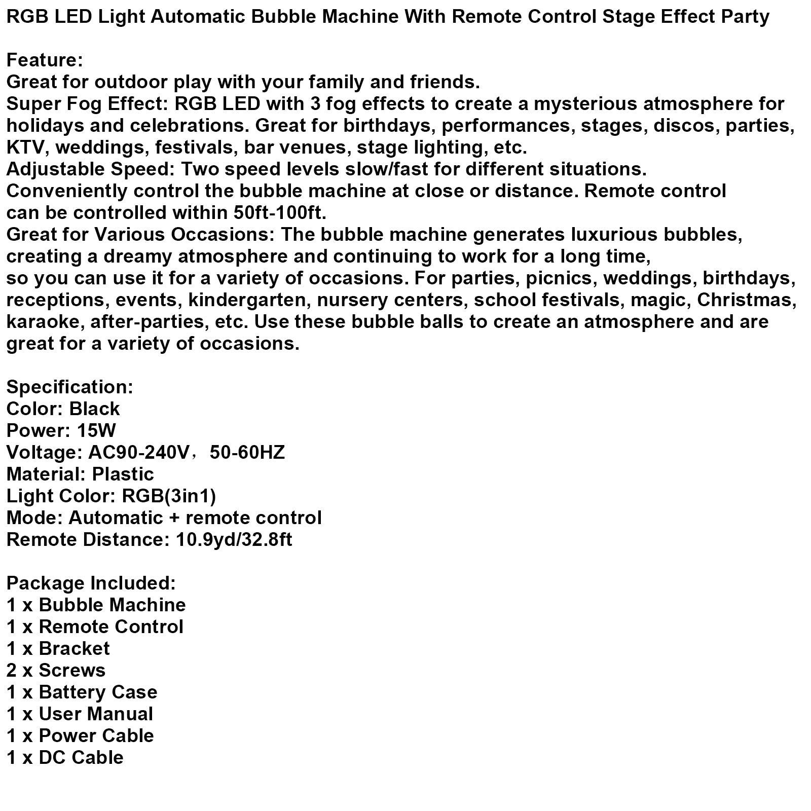 RGB LED Bubble Machine with Remote – Automatic Stage Effect Party Light