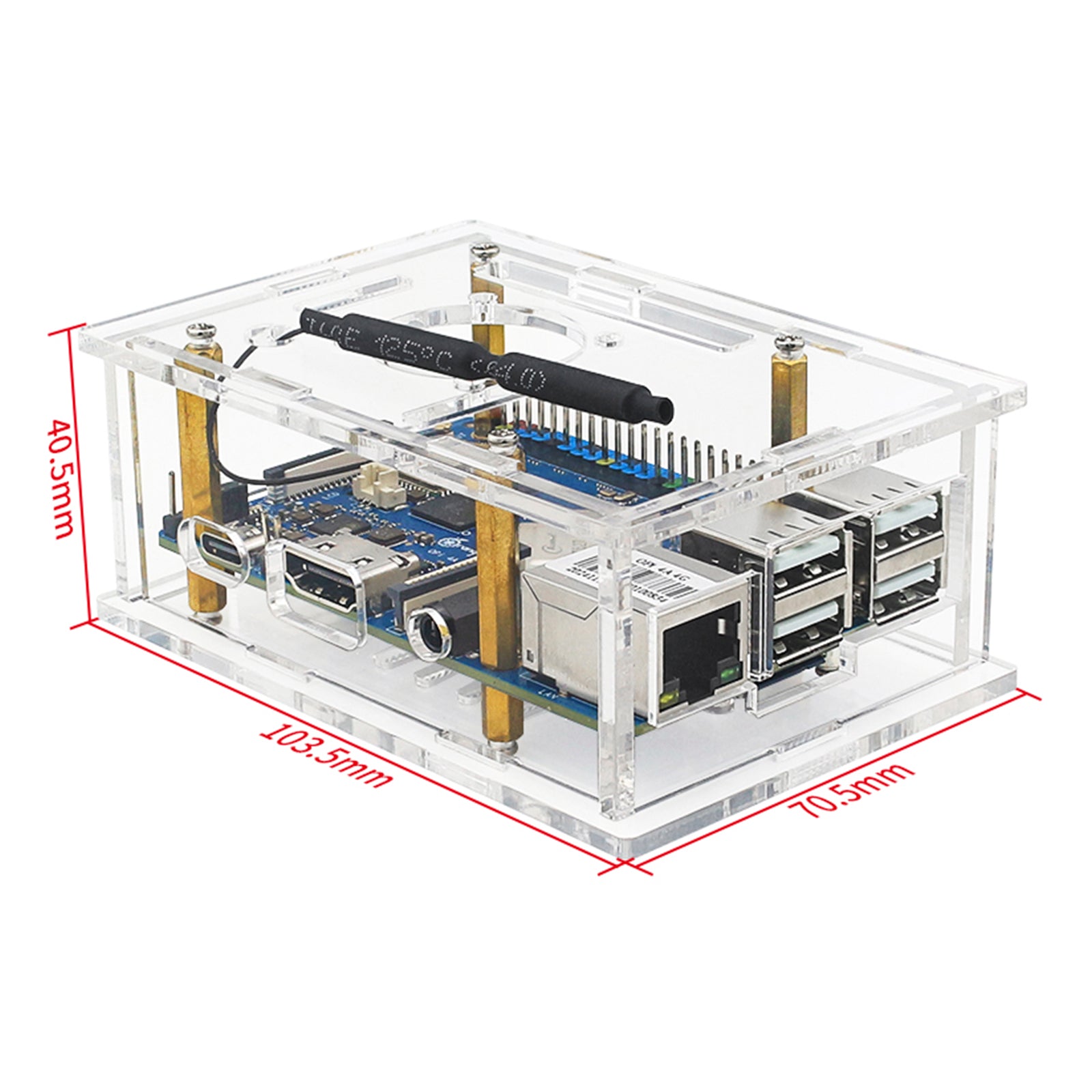 Orange Pi 4A Acrylic Case Orange Pi Transparent Protective Box with Cooling Fan