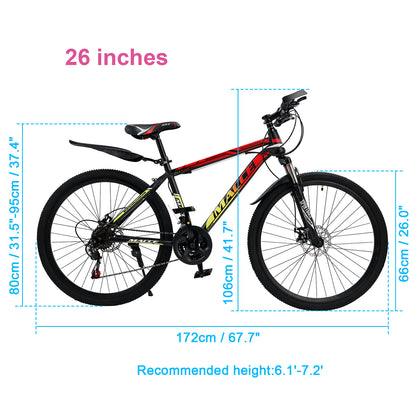 26 inch 24-Speed Mountain Bike with Suspension & Dual Disc Brakes