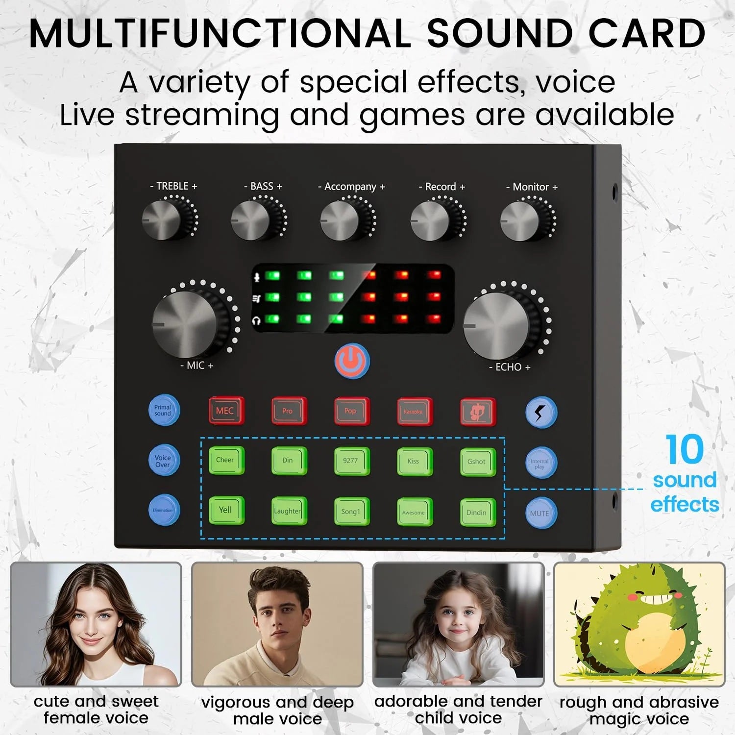 V8s Sound Card Live Sound Card Set BM800 Studio Condenser Microphone Perfect