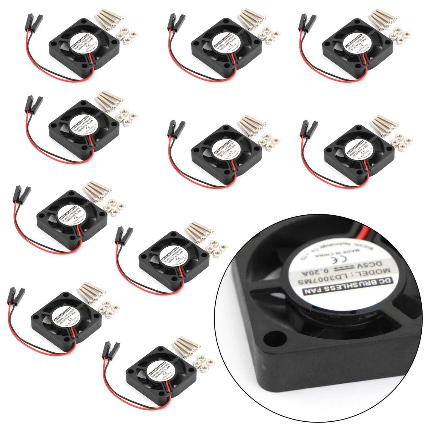 10x 2Pin 30MMx30MM 3007 5V Cooling Fan radiating For Raspberry Pi 2/3 Model B 4B