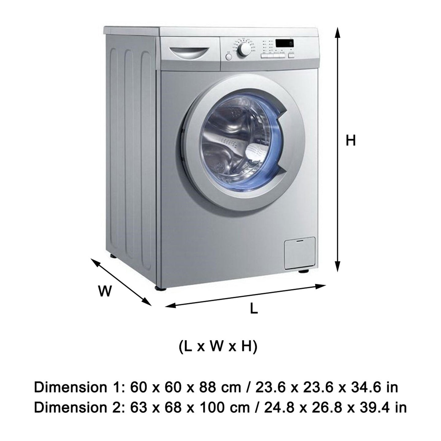Waterproof Washing Machine Top Dustproof Cover Protect Front Load Washer Dryer, 63x68x100cm
