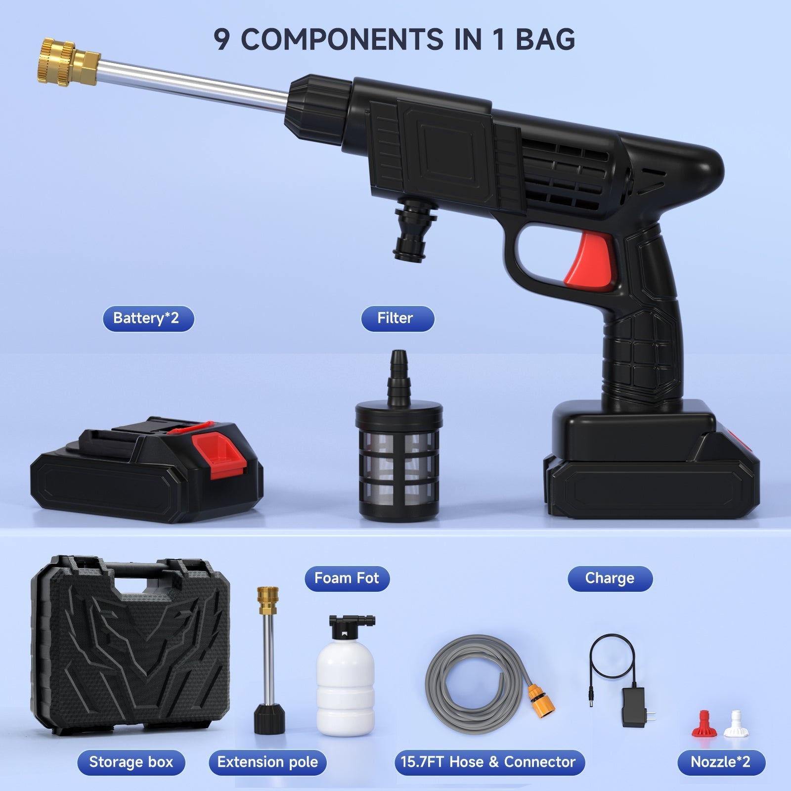 Cordless Pressure Washer for Car - Portable Electric Power Wash Gun