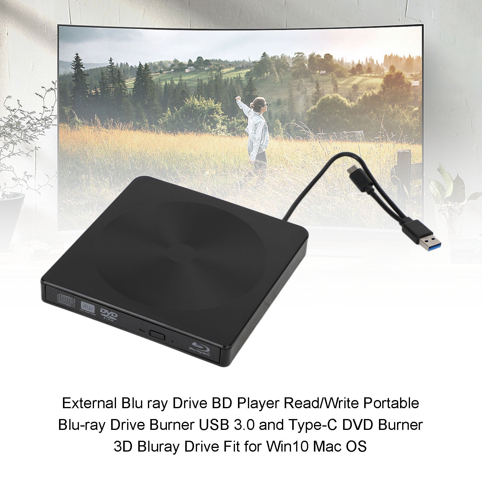 USB 3.0 External DVD  Drive BD Player Read/Write 2 IN 1 Portable Burner