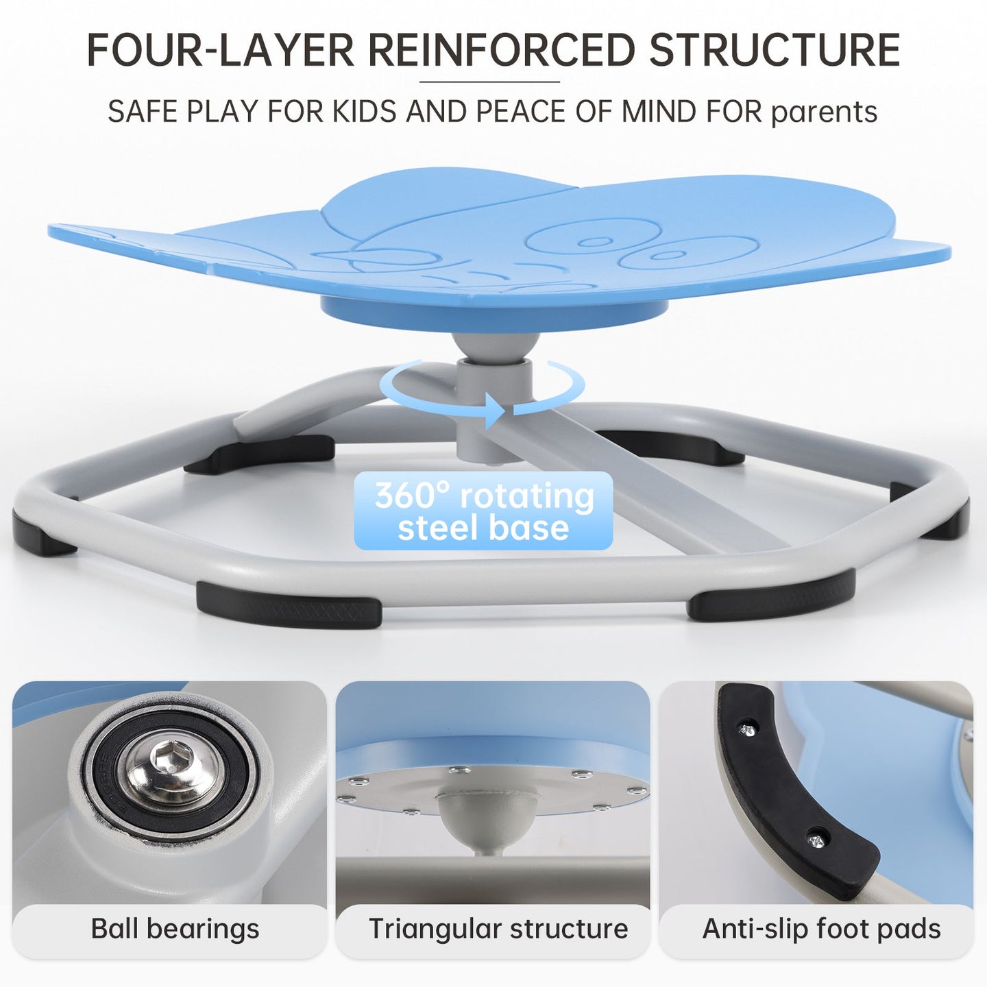 Sit+Spin 360° Sensory Spinning Seat Swivel Toy Kids elephant Wobble Chair Stool