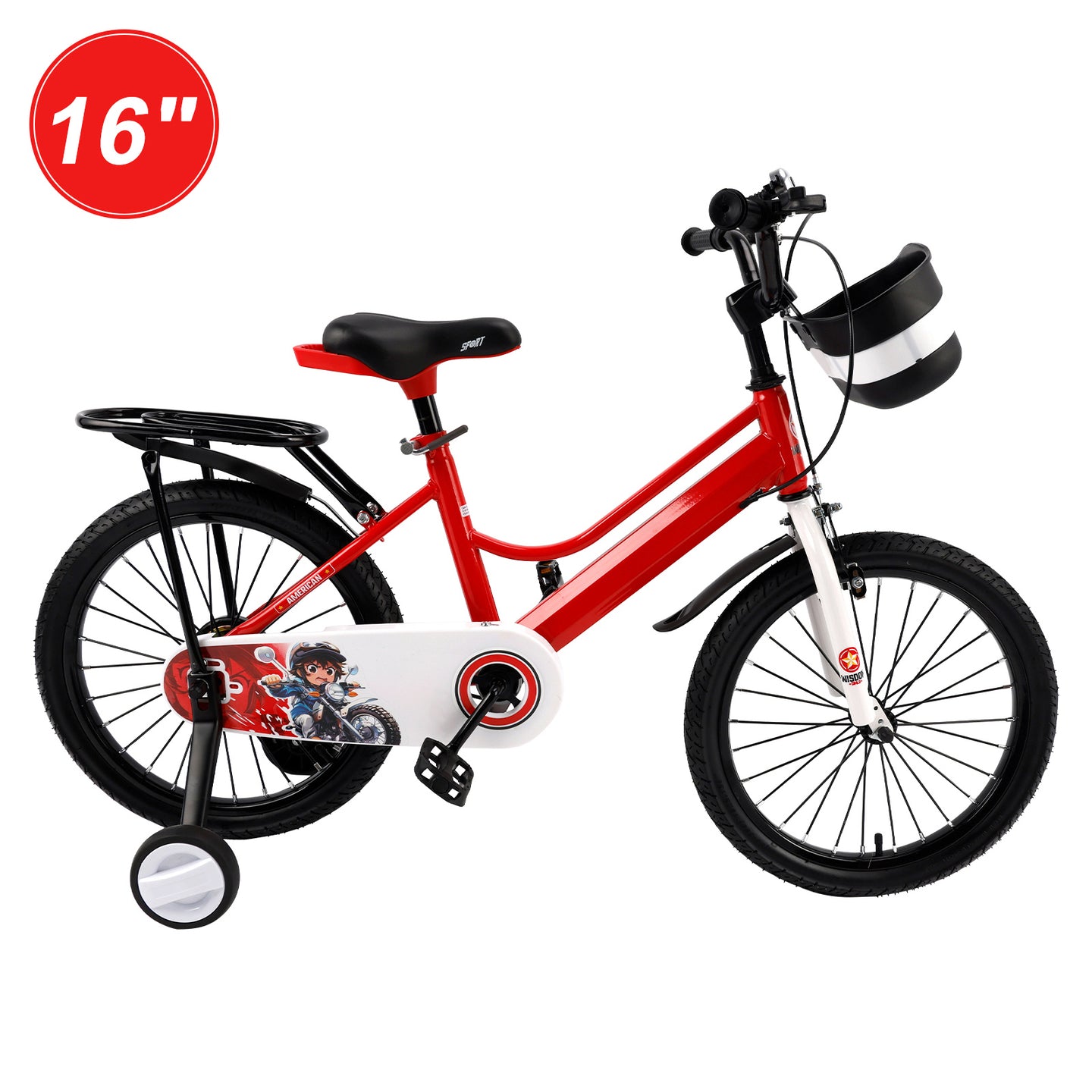 16" Kids Bike for Boys and Girls with auxiliary wheels & Rack Dark Blue