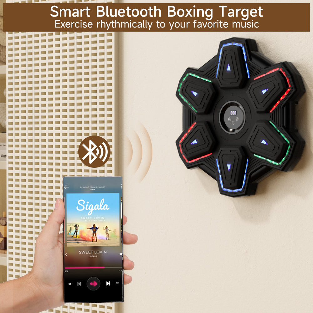 Colorful LED Music Punching Machine with Gloves – Bluetooth Boxing Trainer Wall-Mounted for Adults Perfect for Home & Office Workouts (Copy)