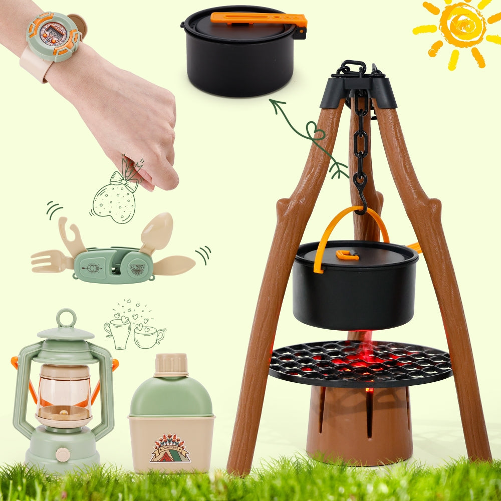 42Pcs Camping Pretend Play Tent Toy Campfire Kids Camping Set with Tent73