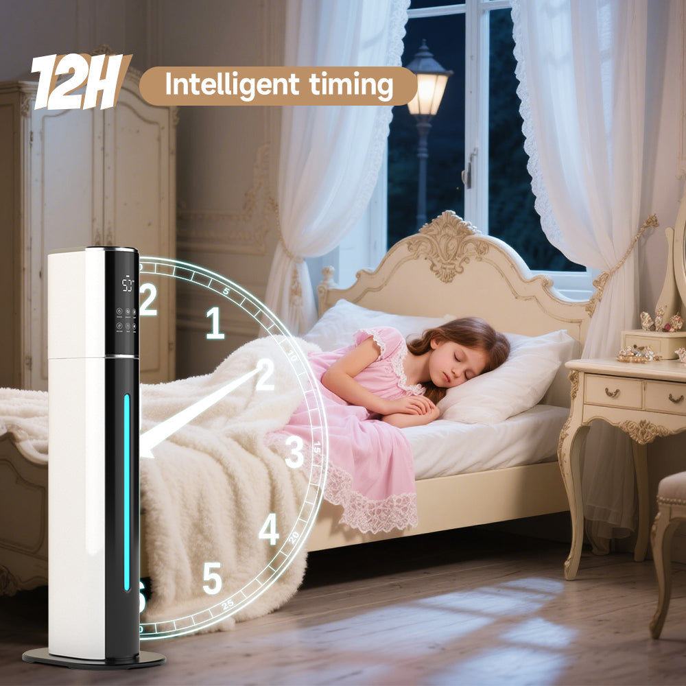 2.4gal/9L Air Purifier Humidifier w/ Timer & Humidity Control 3-Speed Ultrasonic