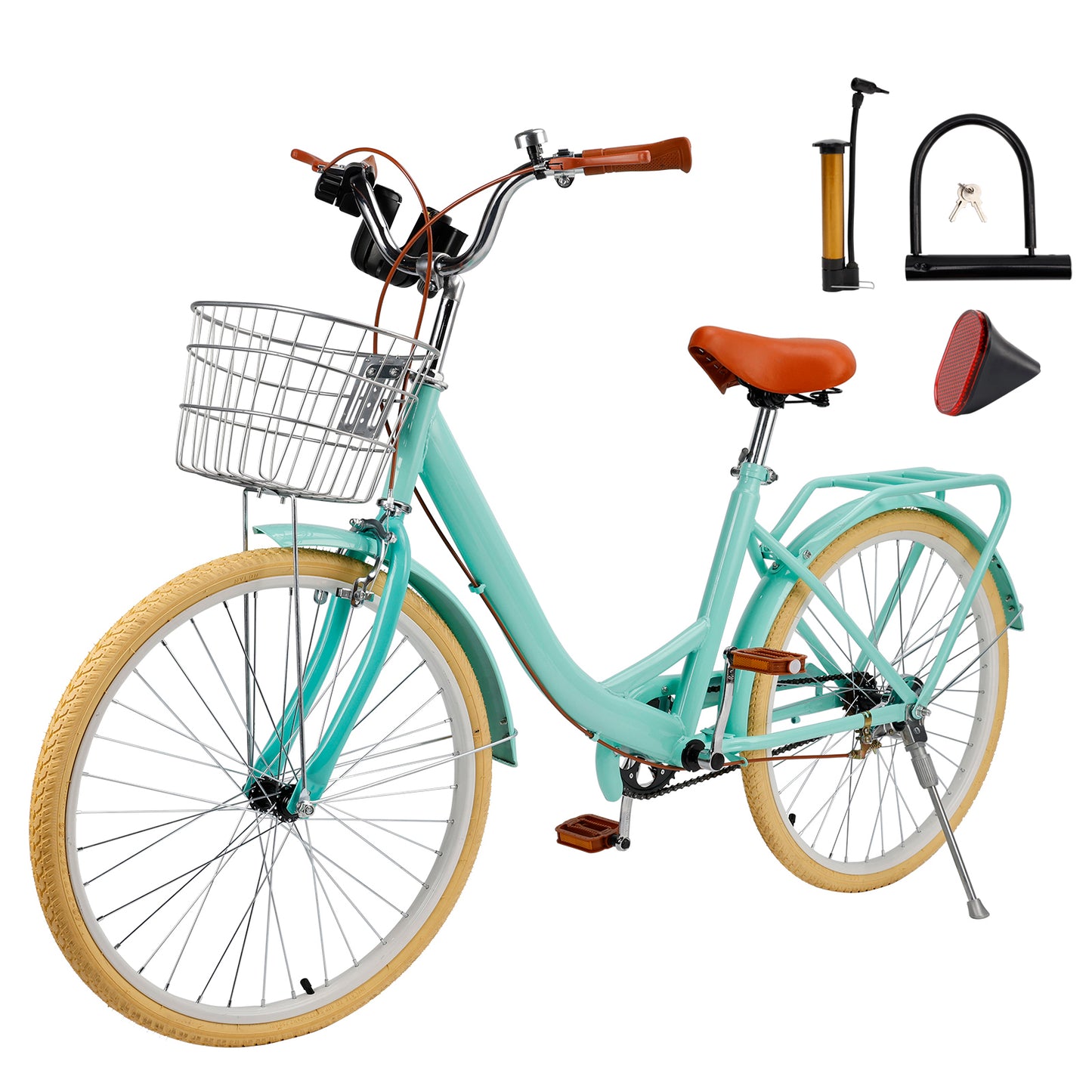24/26 inch Women City Bicycle Beach Cruiser Bike with Basket & Rack
