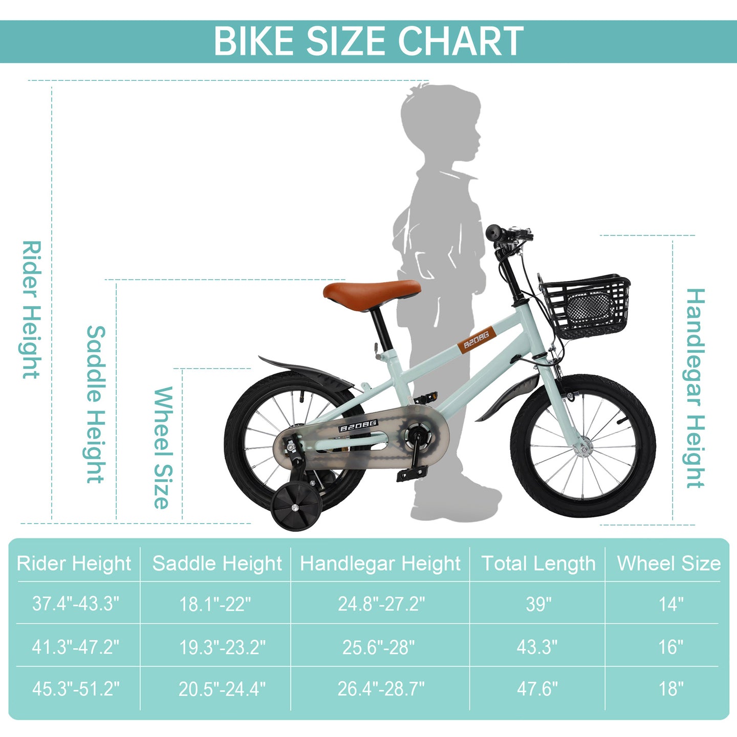18" Children Bicycle Toddlers Bike with Training Wheels Basket Kickstand Red