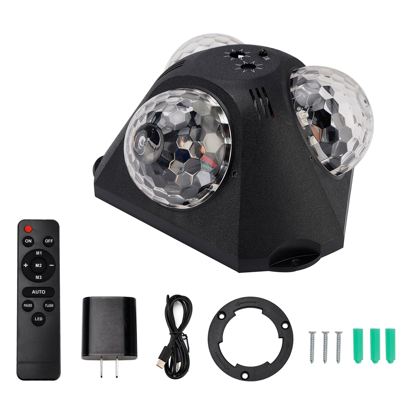 3Head Sound Activated Magic Ball Strobe Light With Remote Control For Home Party