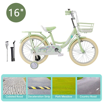 16"/18" Child Bicycle Girls Bike with auxiliary wheels & Rack & Basket