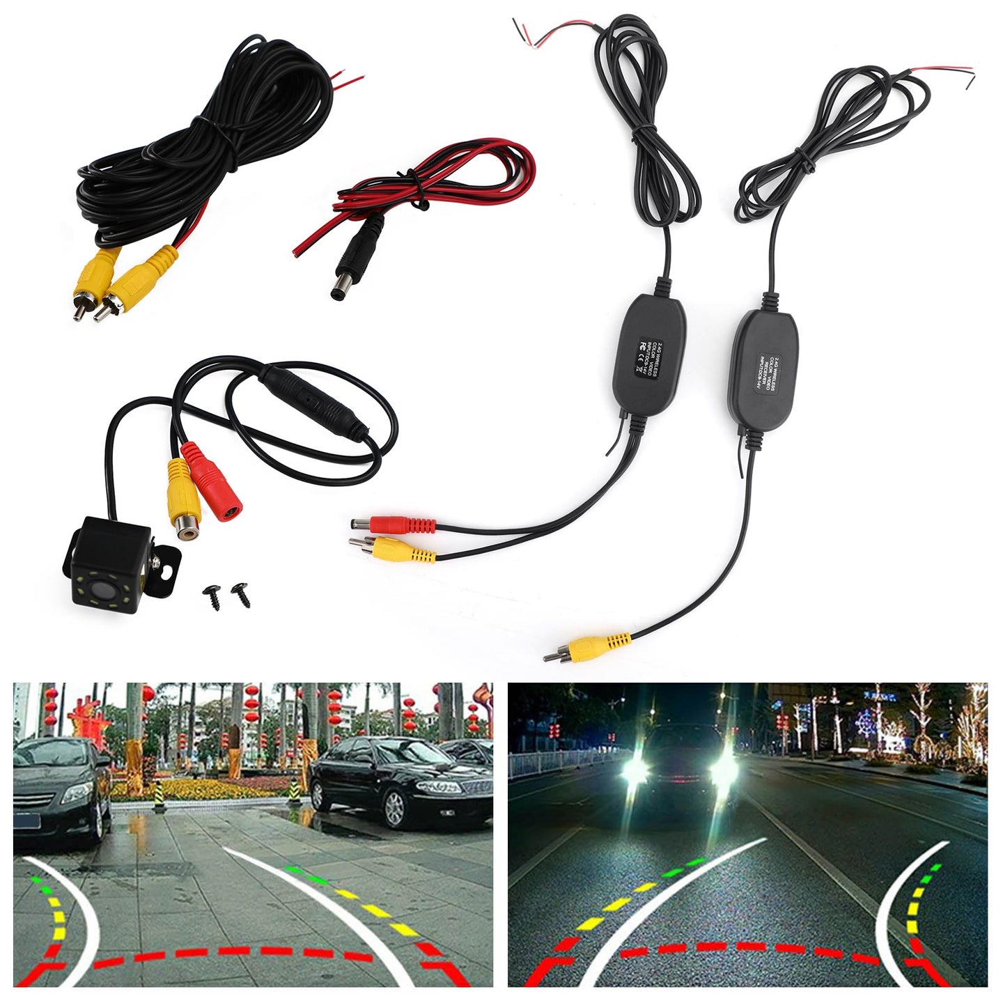 Car 8LED Dynamic Trajectory Parking Line Bus Truck Wireless Reverse Image Camera
