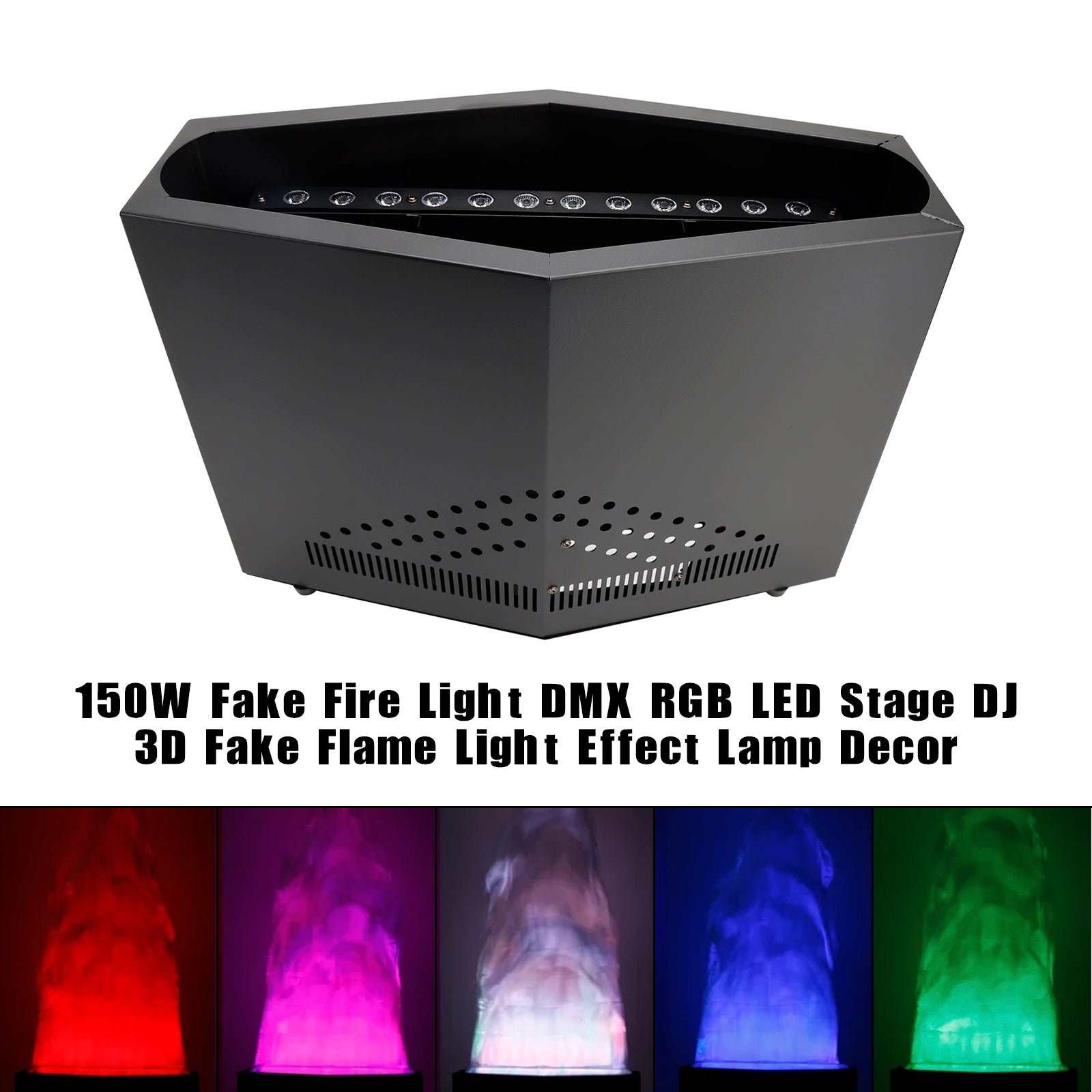 150W 3D Fake Fire LED Stage Light – DMX RGB Flame Effect Lamp for DJ Party & Event Decor