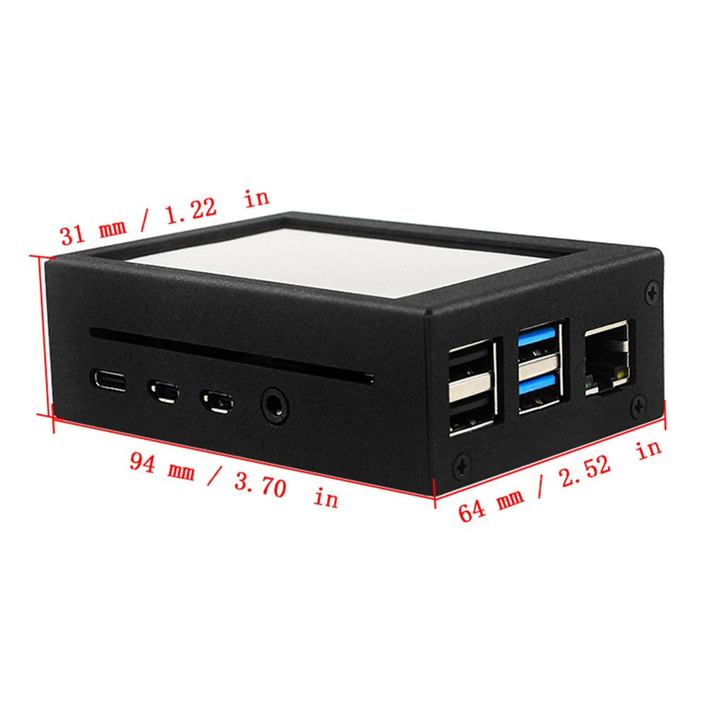 Raspberry Pi 4 Case with 3.5" Touchscreen, Aluminum Armor Case with Cooling Fan for Pi 4B, 3B+, 3B