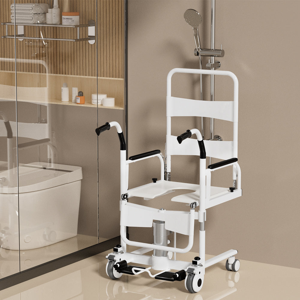4-in-1 Lift Wheelchair, Waterproof, Shower/Toilet/Transfer, 150 kg Capacity