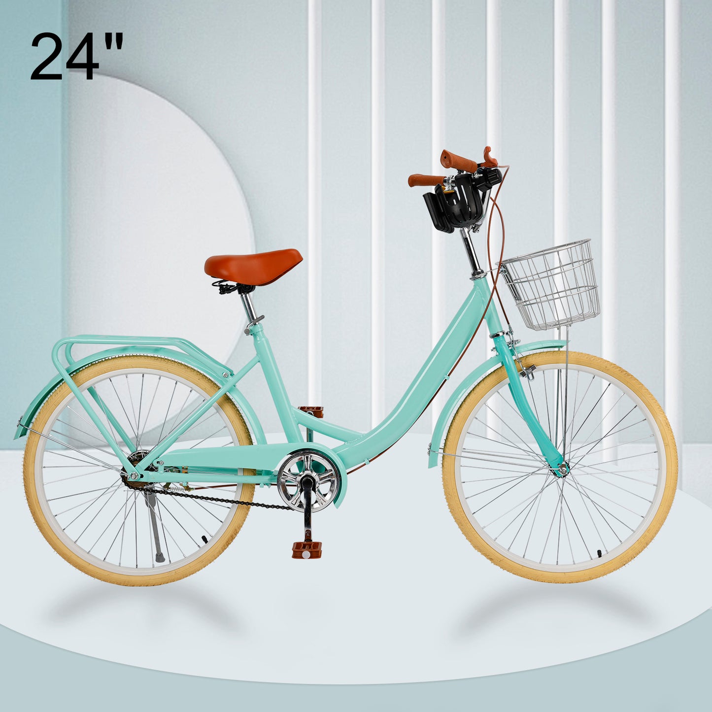 24/26 inch Women City Bicycle Beach Cruiser Bike with Basket & Rack