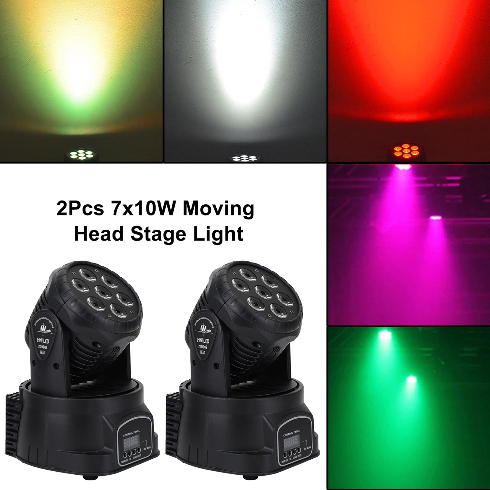 2Pcs 7 x10W Moving Head Stage Light 70W 7 LED RGBW DMX DJ Stage Party Lighting (Copy)