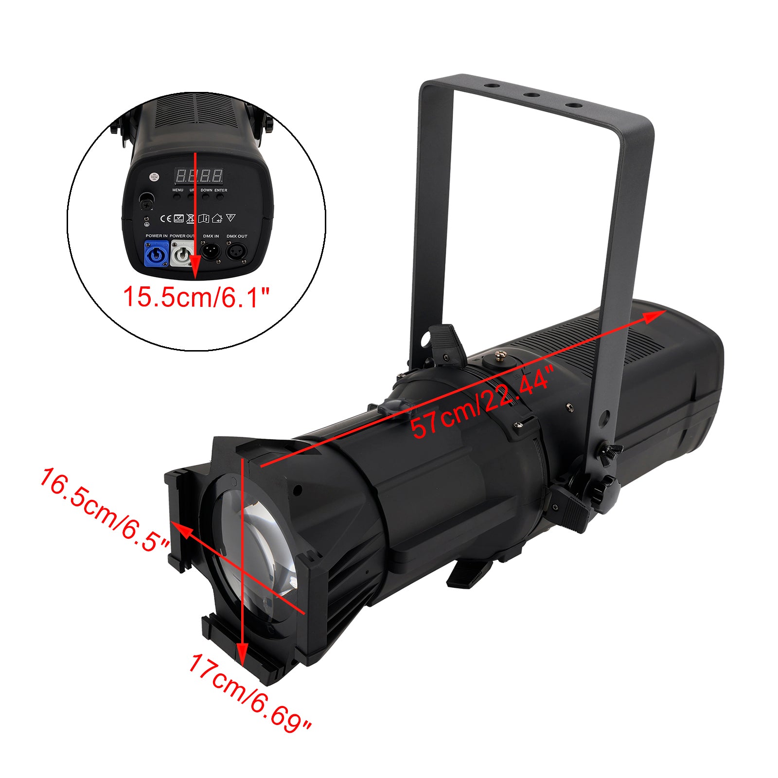 250W COB LED Profile Spotlight, RGBW 4-in-1, High CRI>95 with 15-60° Manual Zoom, DMX Stage Light